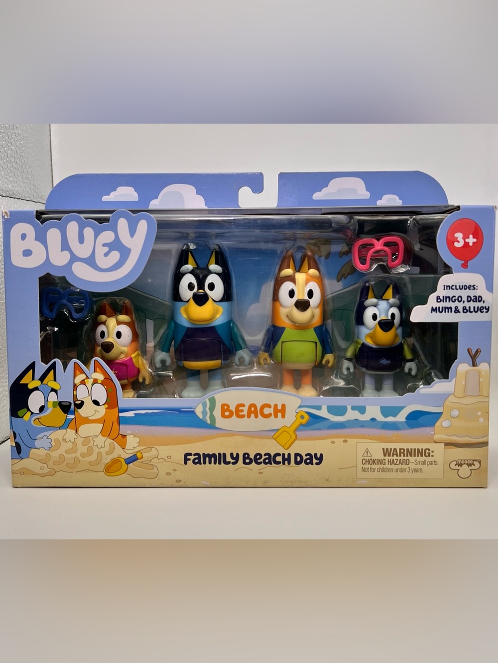 Bluey Family Beach Day Playset - 4 Figures, 2 Accessories